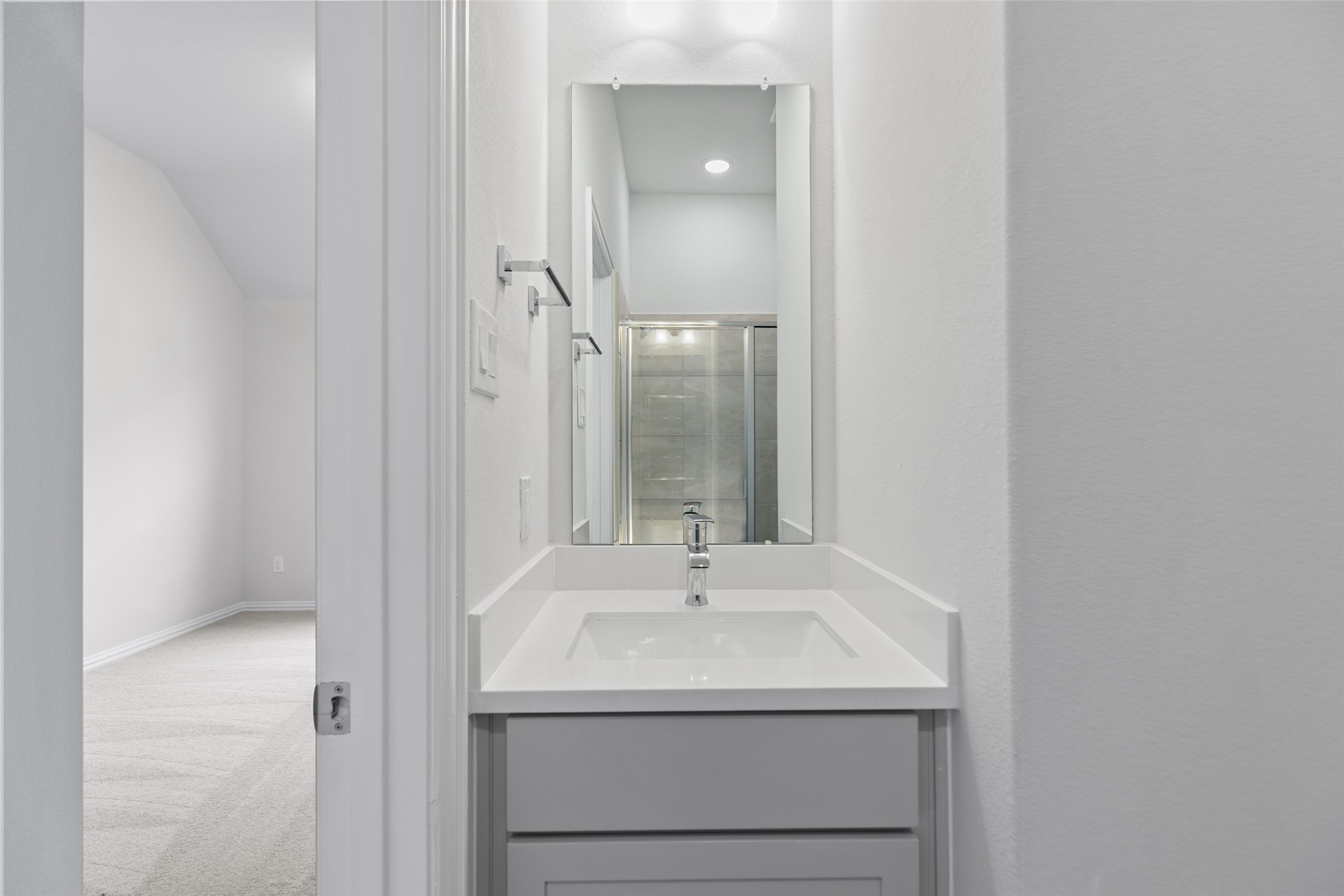 803 Evergreen Frst Lane Rosharon, TX 77583 - Photo 9 of 31 a bathroom with a sink and a mirror