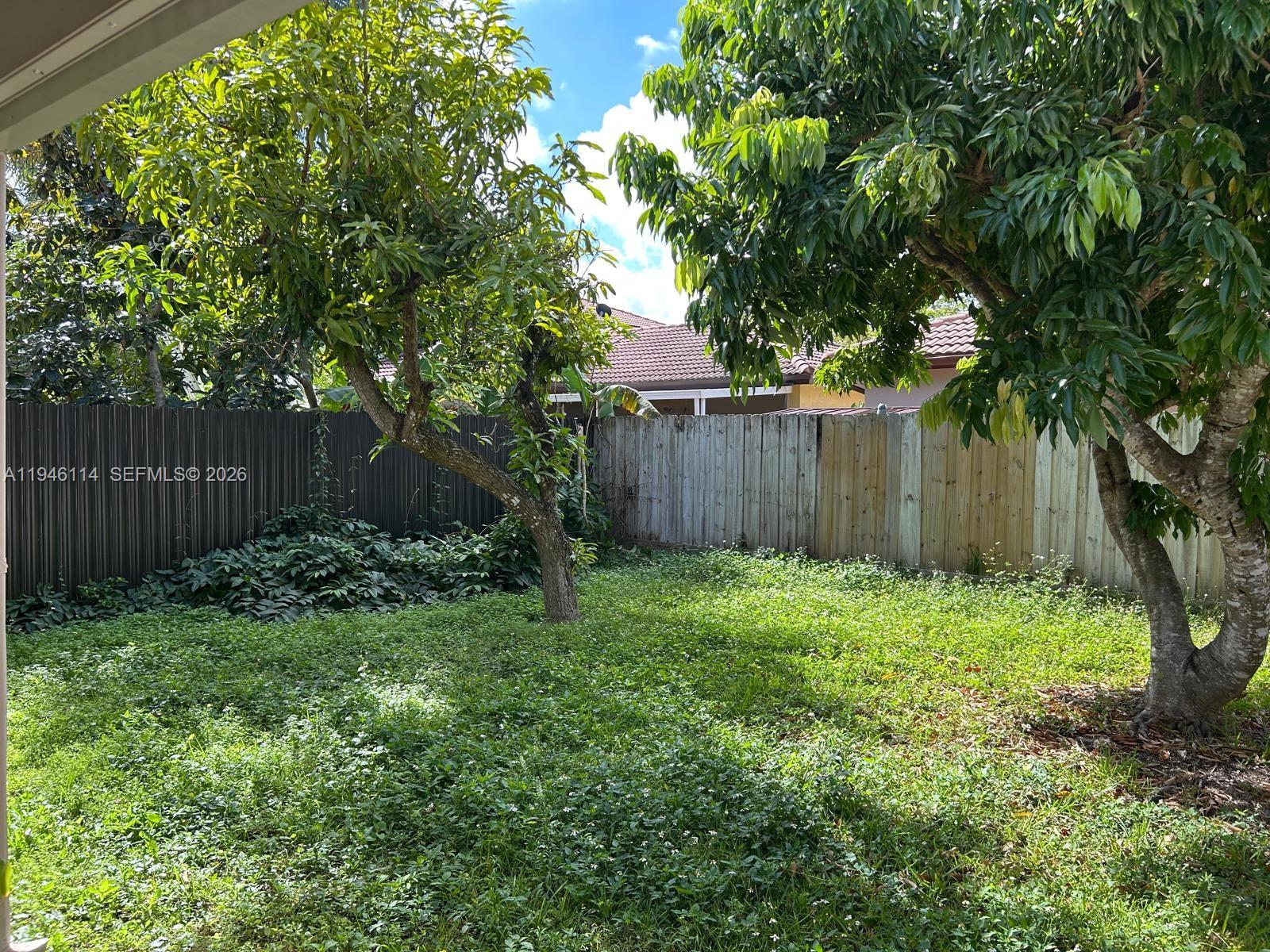 22844 Southwest 114th Avenue Miami, FL 33170 - Photo 31 of 40 a view of a backyard with large trees and wooden fence