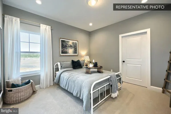 a bed room with bed and windows