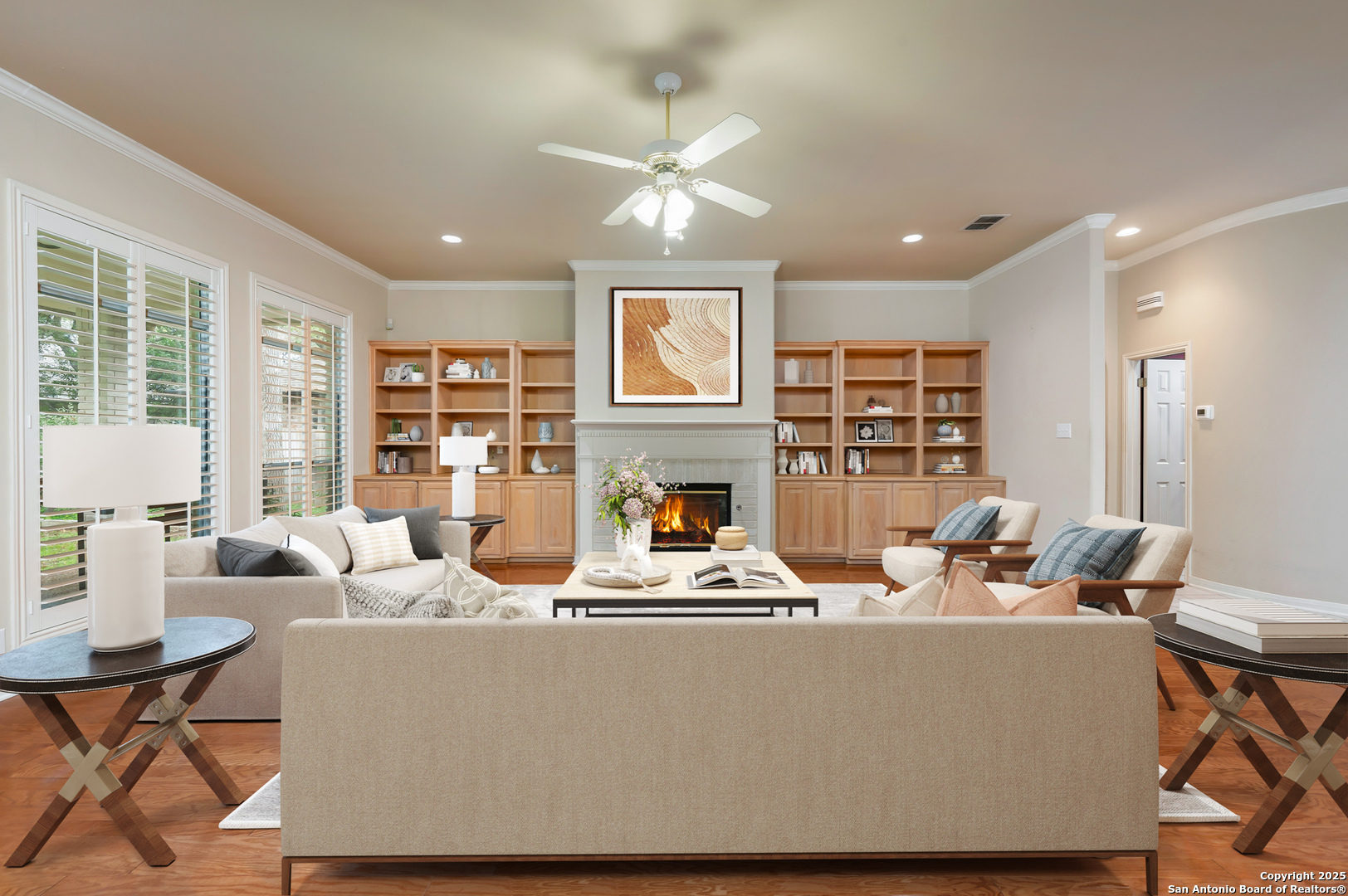3911 Heights Way San Antonio, TX 78230 - Photo 6 of 22 a living room with fireplace furniture and a large window