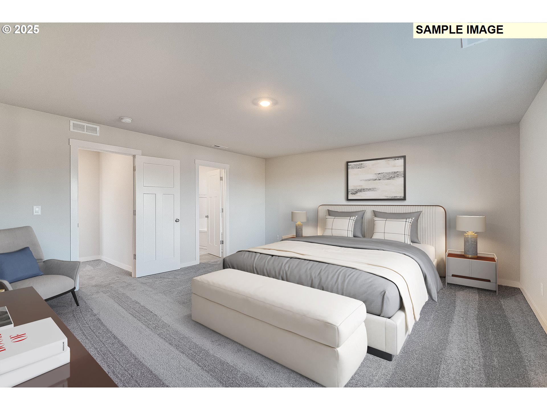 5893 Bainbridge Road Eugene, OR 97402 - Photo 8 of 22 a bedroom with a bed and a night stand