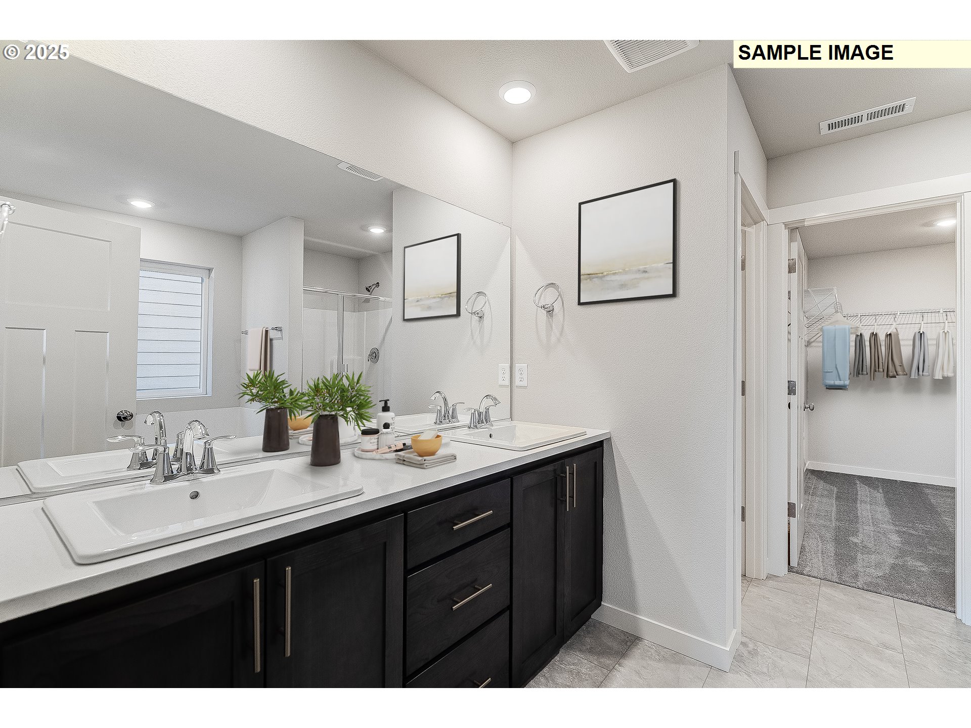 5893 Bainbridge Road Eugene, OR 97402 - Photo 9 of 22 a bathroom with 2 sink and a mirror