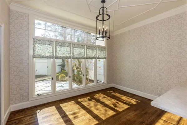 a view of a room with a window