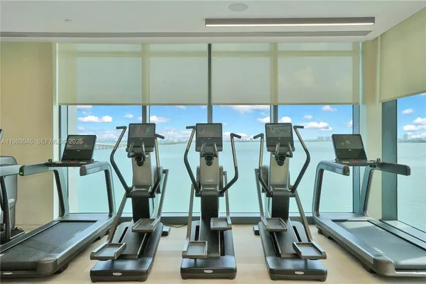 a view of a room with gym equipment