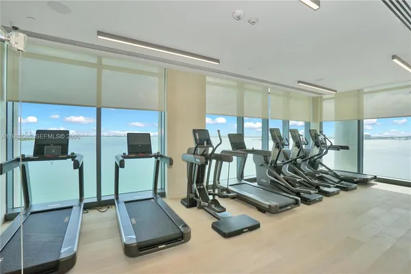 a view of a room with gym equipment