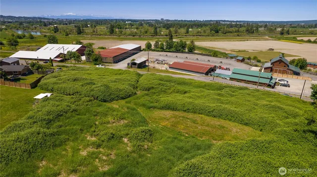 a view of a lake with couches and city view