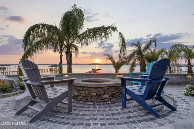 a view of a terrace with a ocean view