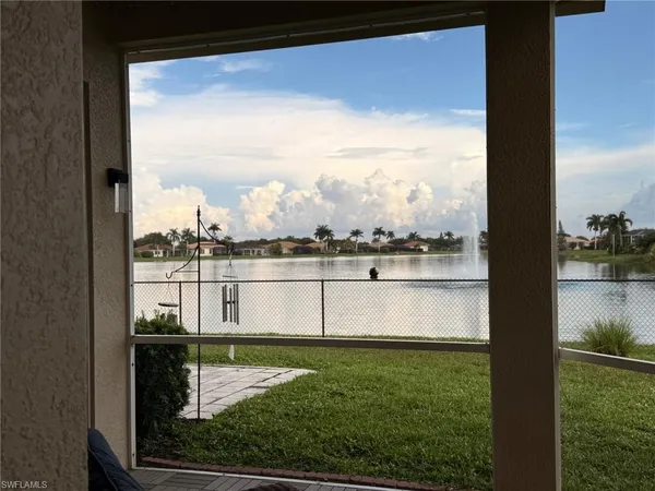 a view of a lake with a city view