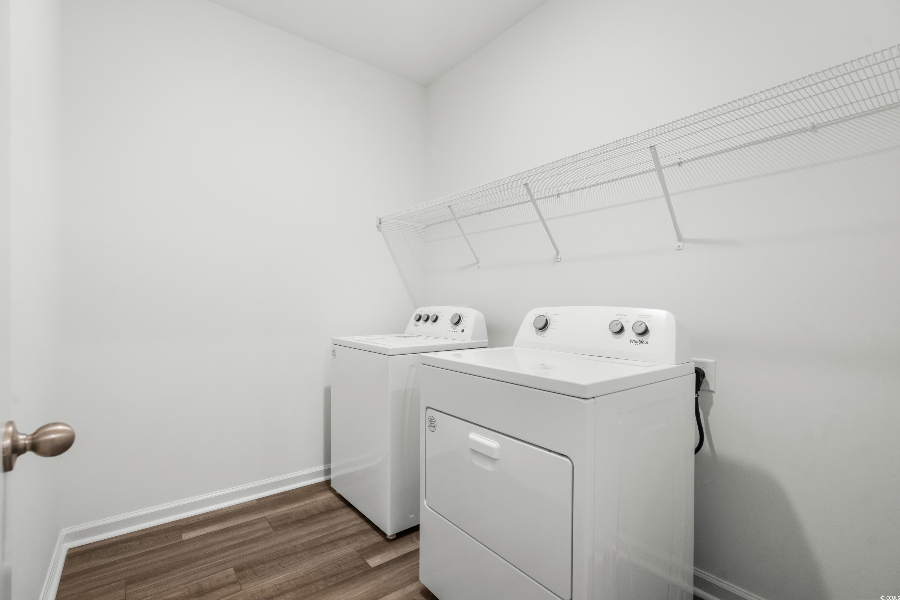 435 Castillo Drive Longs, SC 29568 - Photo 14 of 27 Laundry room with dark wood-style flooring and independent washer and dryer