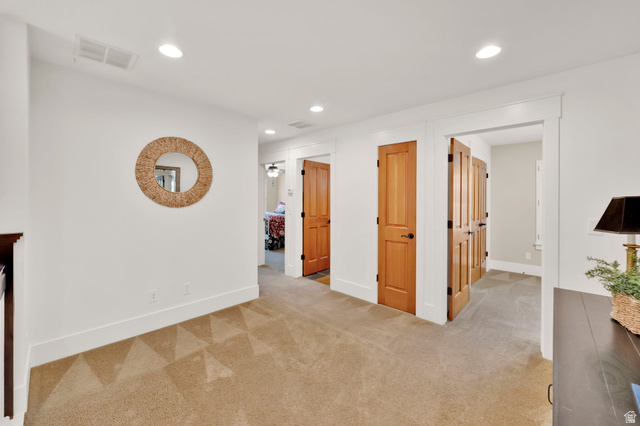 488 Mission Drive Midway, UT 84049 - Photo 28 of 35 Hallway featuring recessed lighting and light-toned carpet flooring