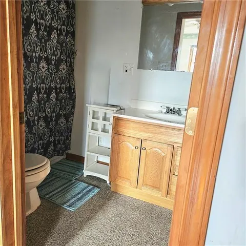 a living room with furniture a ceiling fan and a rug