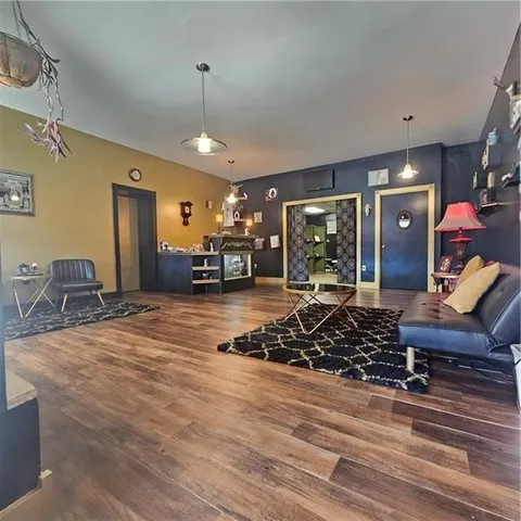 a living room with furniture