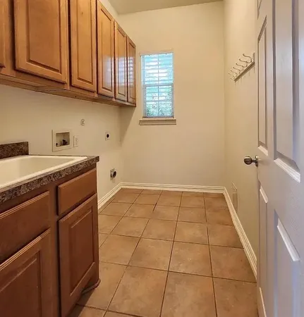 a room with washing machine