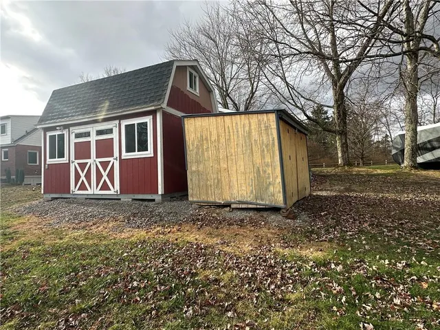 a bathroom with a shower curtain