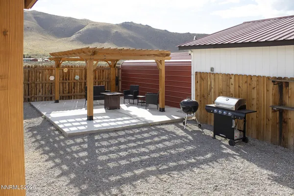 a view of a terrace with a bench