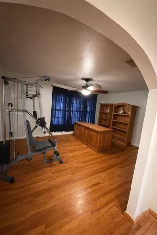 a view of a room with gym equipment