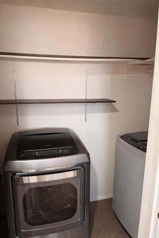a close up view of washer and dryer