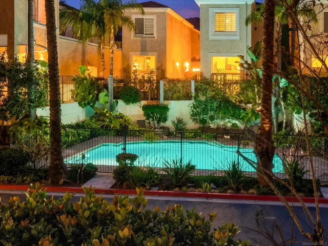 a view of a garden with a flower garden