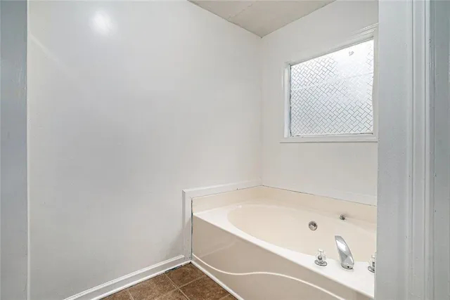 a bathroom with a bathtub