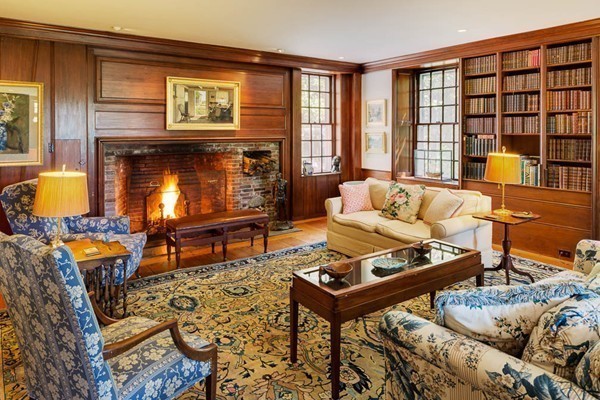 55 Willow Street Dover, MA 02030 - Photo 15 of 22 a living room with furniture and a fireplace