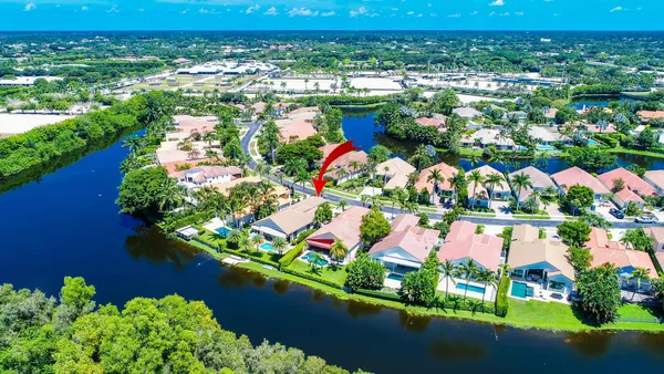 an aerial view of a house