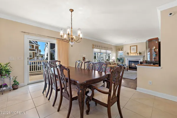 a view of a balcony with wooden floor
