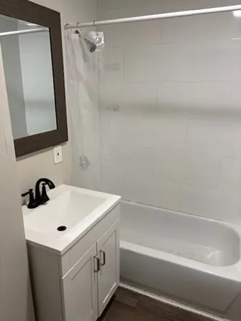 a bathroom with a sink and a bathtub