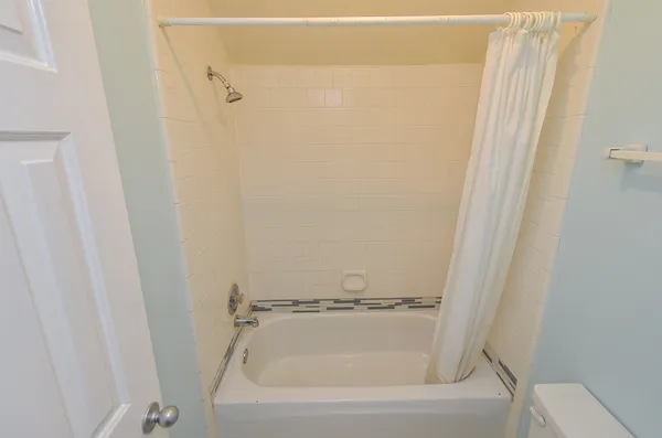 a bathroom with a bathtub