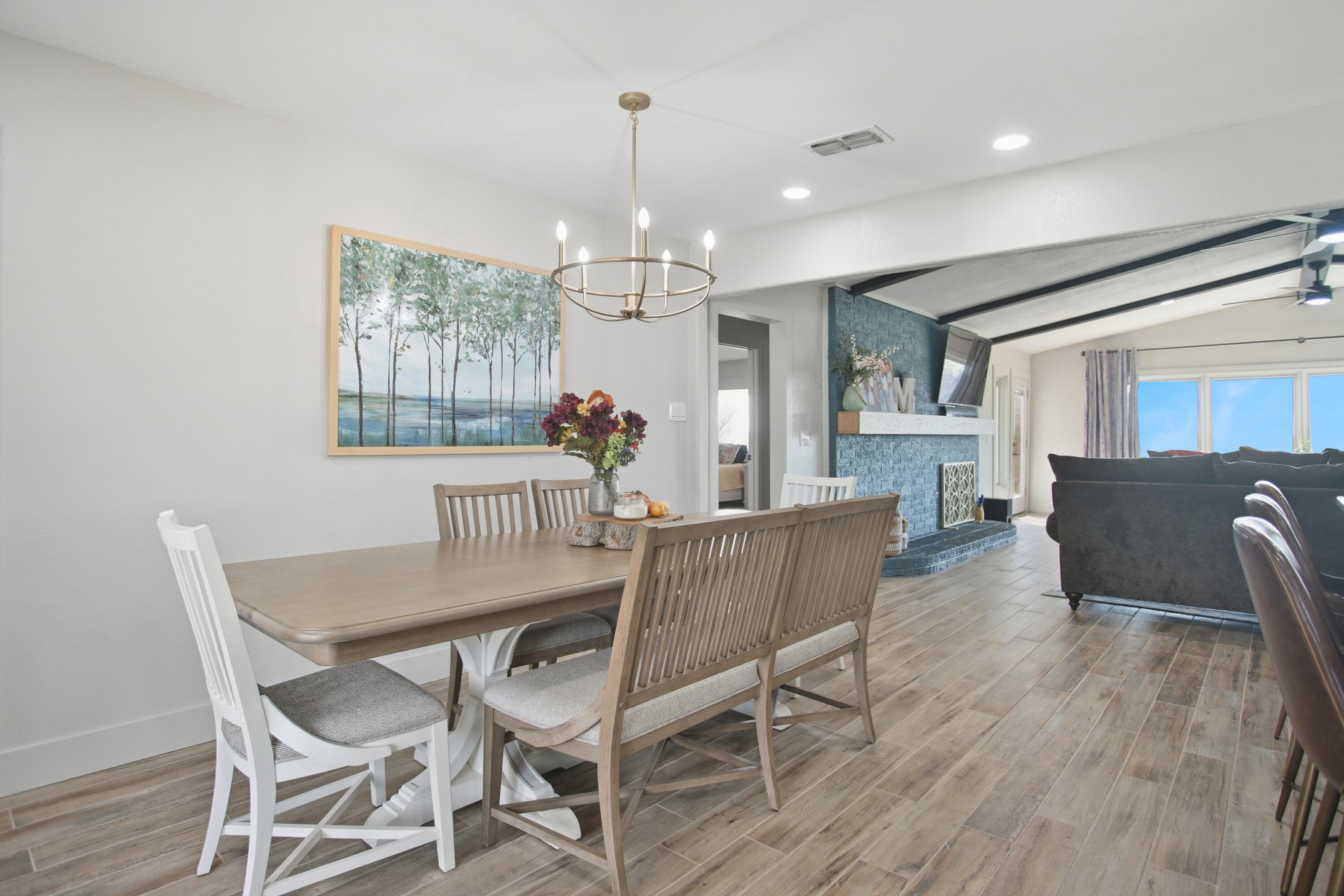 25 East Canyonview Drive Ransom Canyon, TX 79366 - Photo 14 of 58 a view of a dining room with furniture window and wooden floor