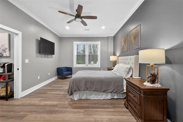 a view of a balcony with couch and wooden floor