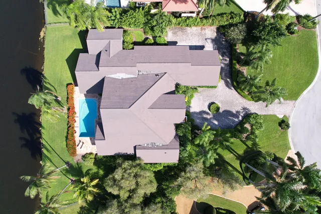 an aerial view of a house