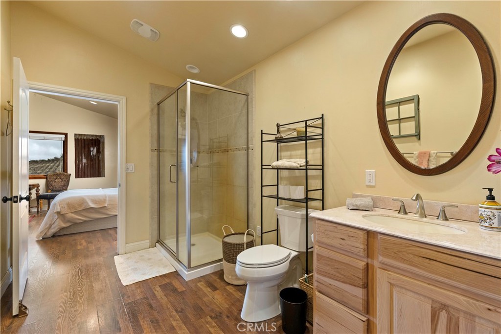 8664 Seigler Springs Road Kelseyville, CA 95451 - Photo 42 of 75 a bathroom with a toilet a sink and a mirror