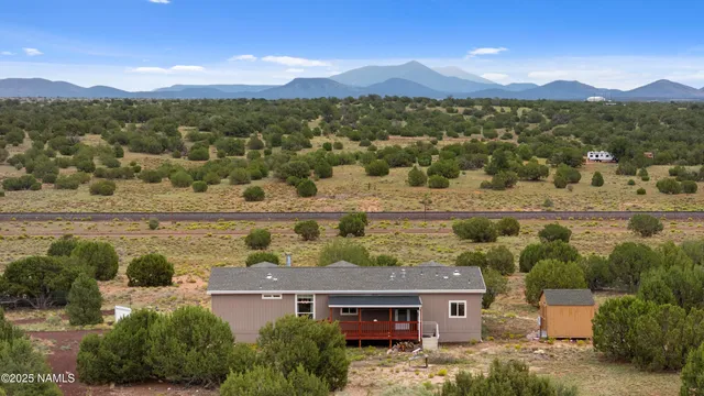 a view of a city with mountain