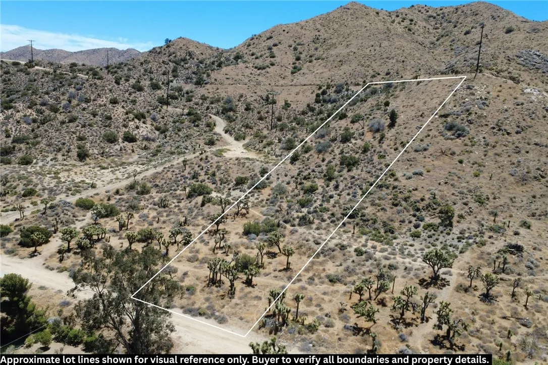 5851317 San Andreas Road Yucca Valley, CA 92284 - Photo 3 of 22 Approximate lot lines shown for visual reference only. Buyer to verify all boundaries and property details.