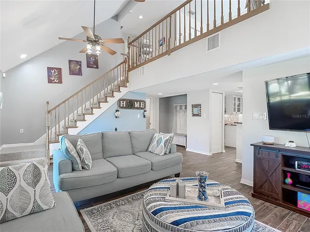 a front door with a mirror