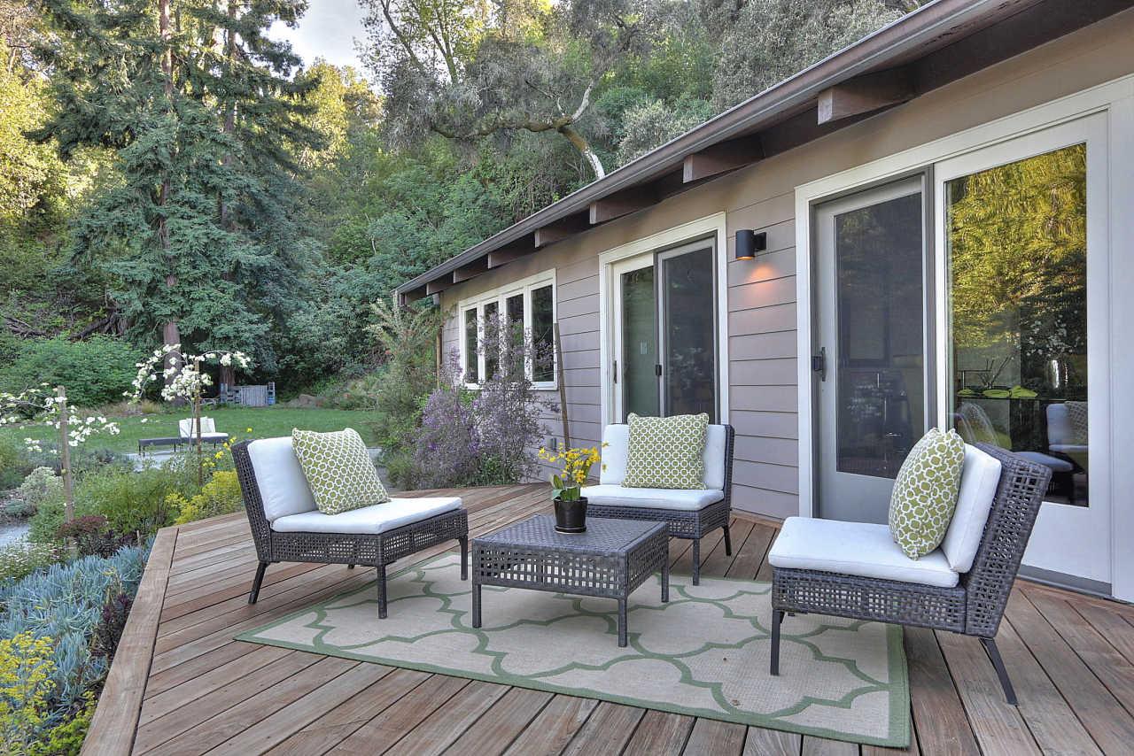 33 Montecito Road Woodside, CA 94062 - Photo 18 of 70 a view of a patio with couple of chairs