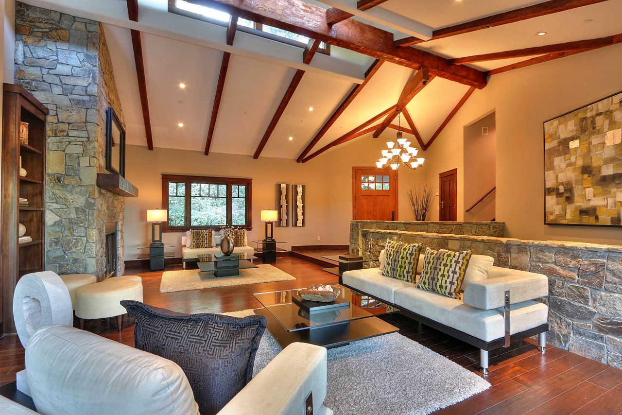 33 Montecito Road Woodside, CA 94062 - Photo 31 of 70 a living room with fireplace furniture and a large window