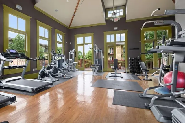a view of a room with gym equipment