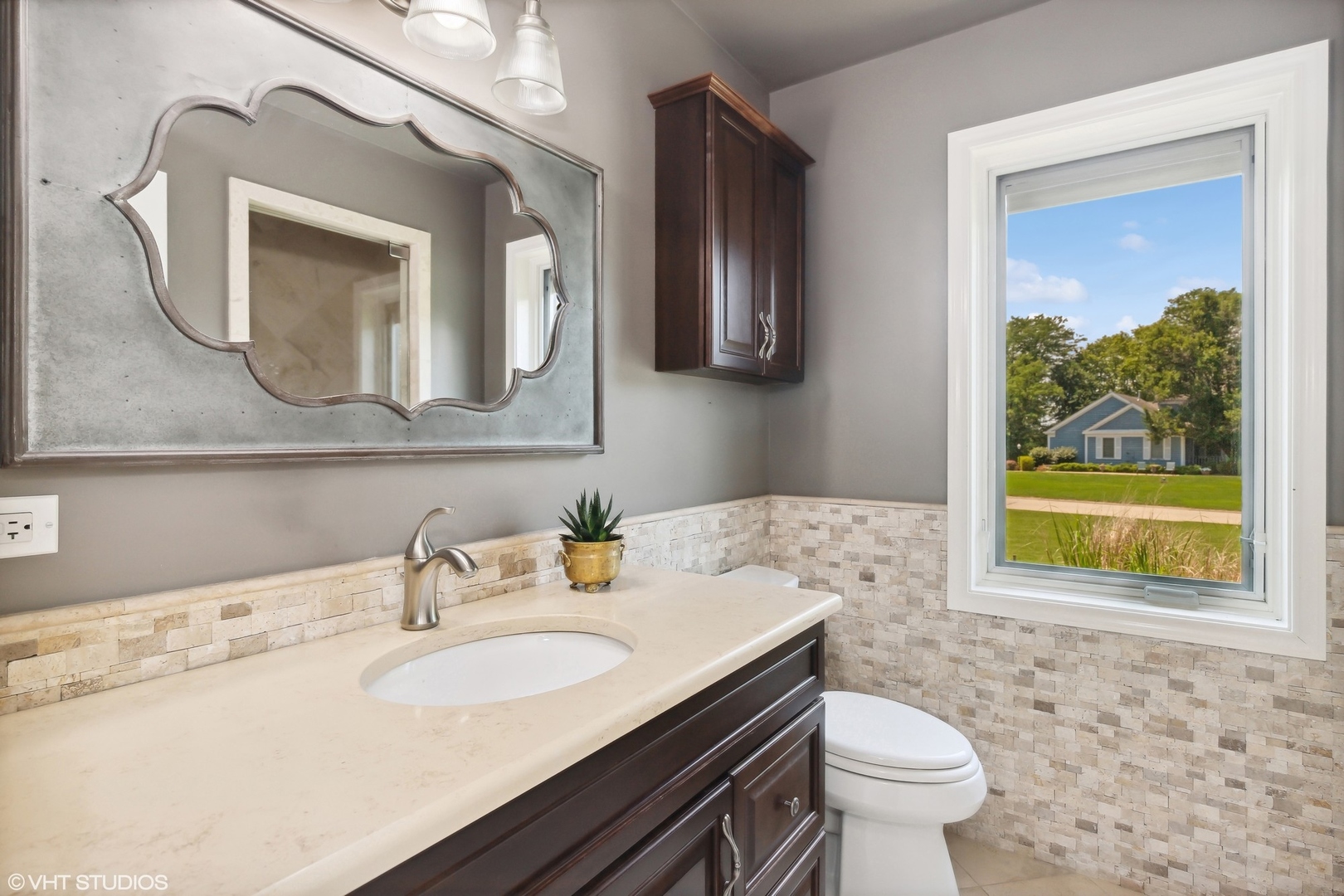23905 West Bedlington Circle Deer Park, IL 60010 - Photo 13 of 23 a bathroom with a granite countertop sink vanity mirror and toilet