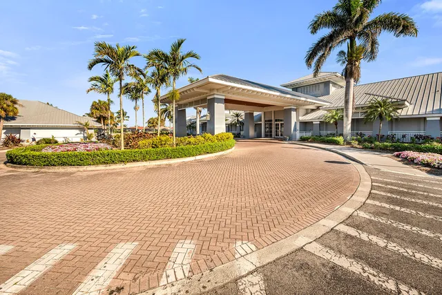 a view of a park with palm trees