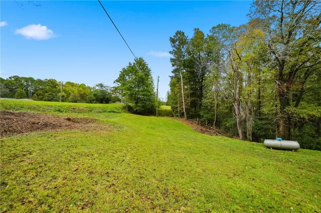 a view of swimming pool with a yard