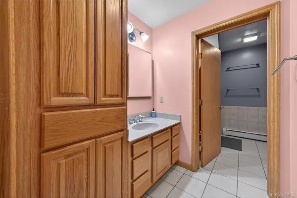 a view of workspace with wooden floor