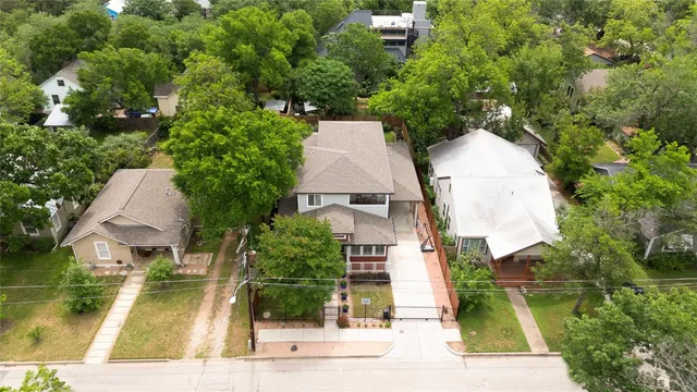 an aerial view of a house