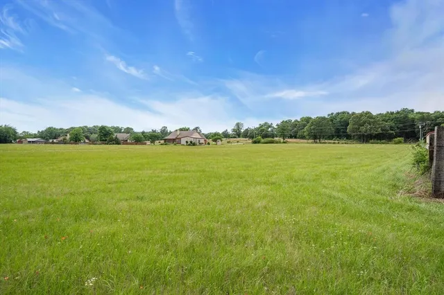 a view of a lake with a yard