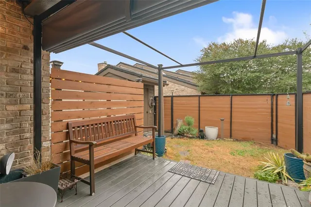 a balcony with a bench