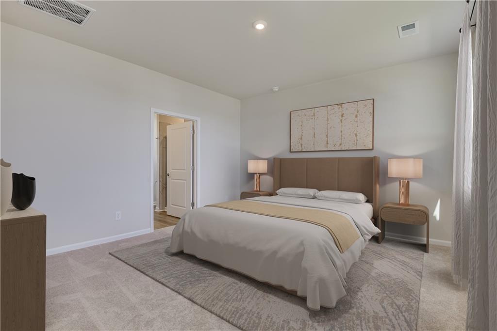 3280 Croftside Commons Powder Springs, GA 30127 - Photo 15 of 31 a bedroom with a bed and lamp