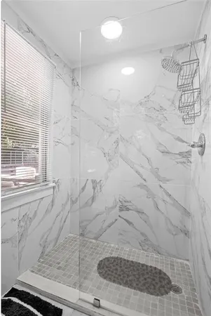 a bathroom with a shower