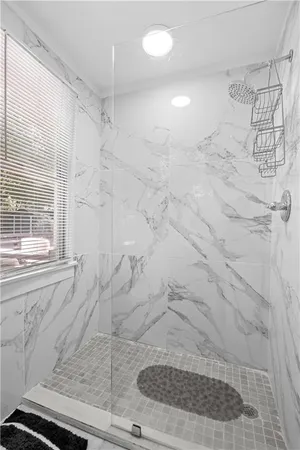 a bathroom with a shower