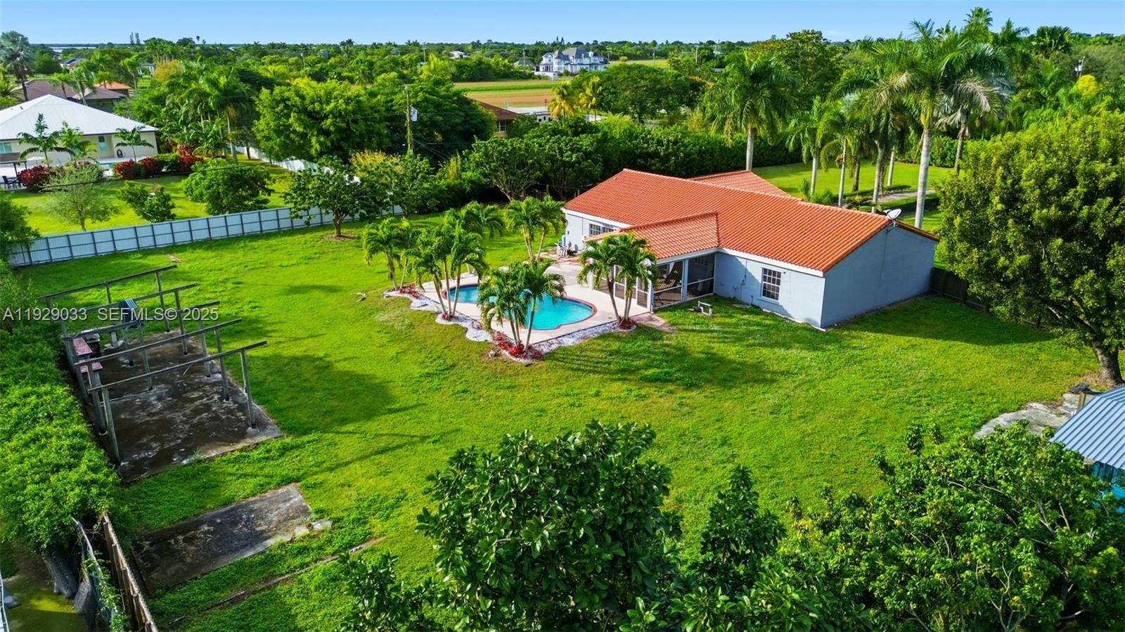 21080 Southwest 242nd Street Homestead, FL 33031 - Photo 33 of 37 an aerial view of a house with garden space and street view