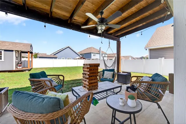 a outdoor space with furniture